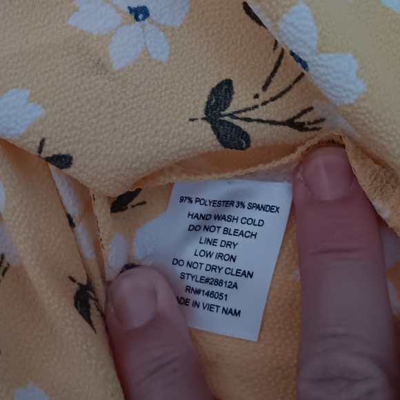 Monteau-Yellow Floral Ruffle Sleeve Faux Wrap Tie Blouse - Picture 5 of 10